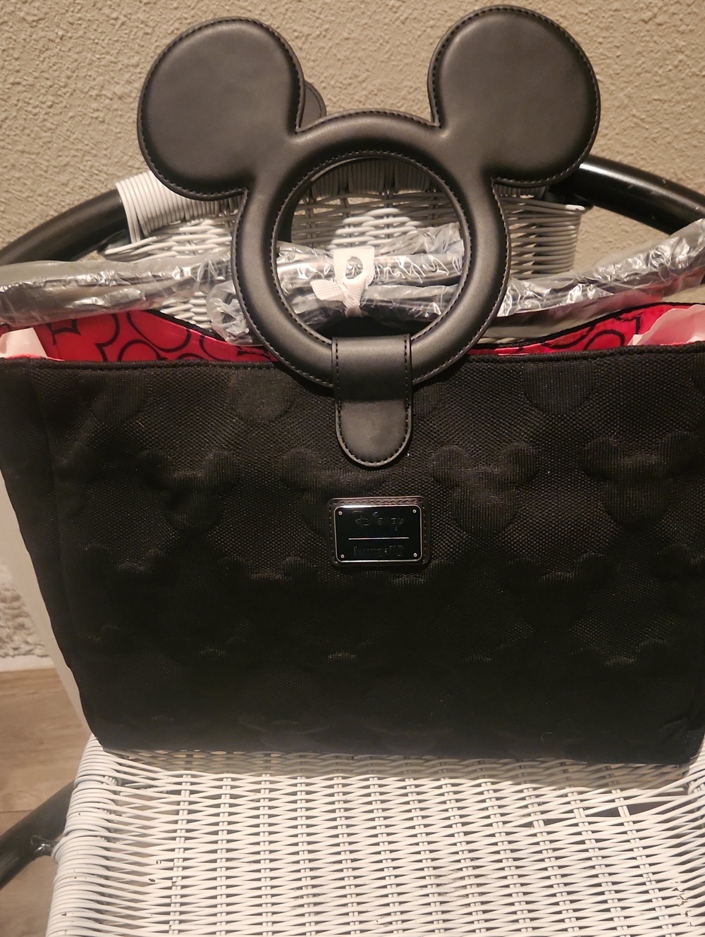 Disney Loungfly Black Mickey Ear Tote Bag with Crossbody Strap NWT